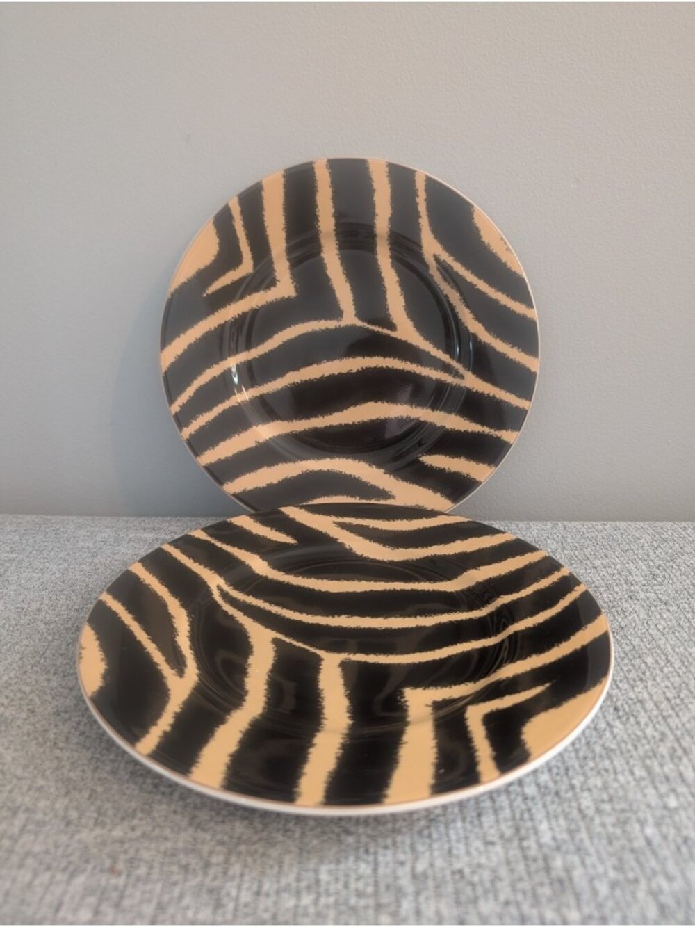 Ralph Lauren "Safari Zebra" Pair of Salad/Side Plates, 21.5cm/8.5" Diameter, EUC